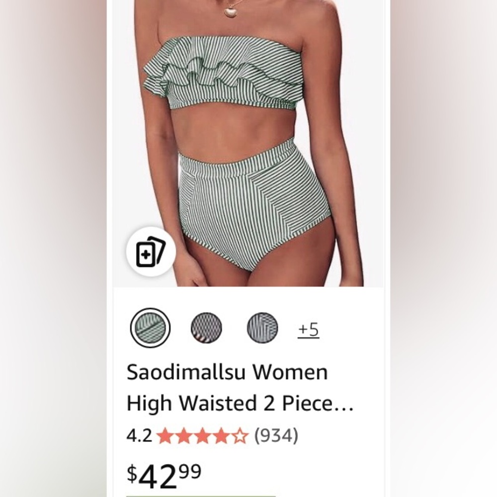 NEW Striped Ruffle Bikini - Picture 3 of 16
